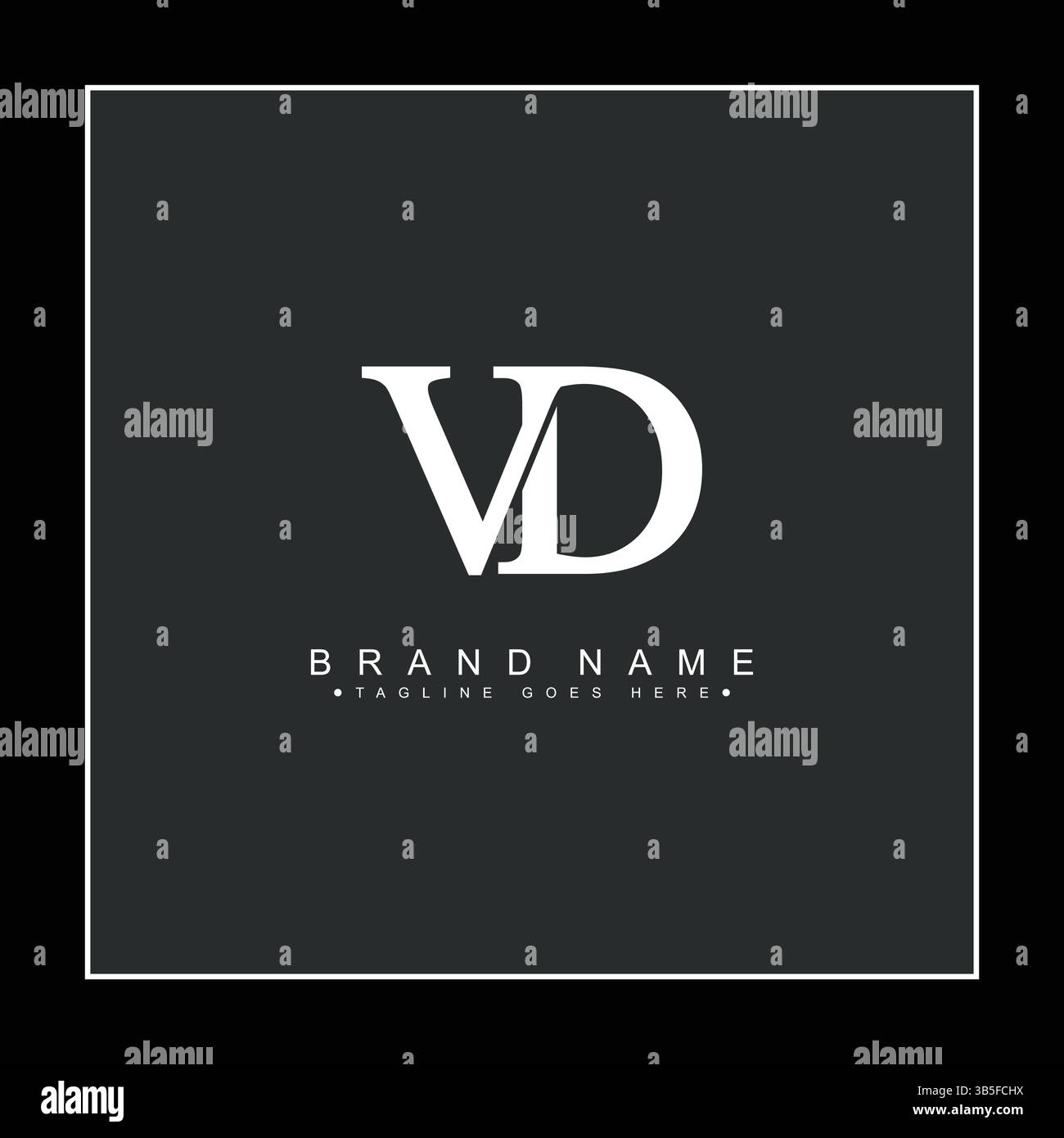 Logo creativo per le iniziali VD in stile monogramma - modello vettoriale per le lettere iniziali V e D. Illustrazione Vettoriale