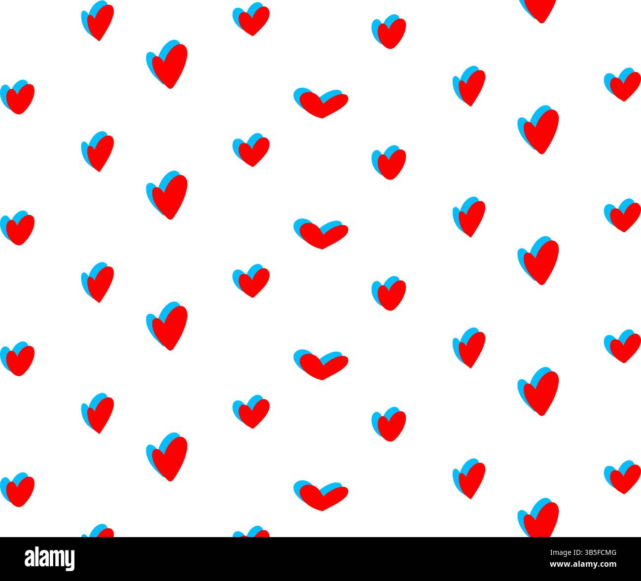 Motivo vettoriale senza cuciture, con piccoli cuori rossi disegnati a mano su bianco. Sfondo di San Valentino carino e semplice, perfetto per stampe e auto Illustrazione Vettoriale