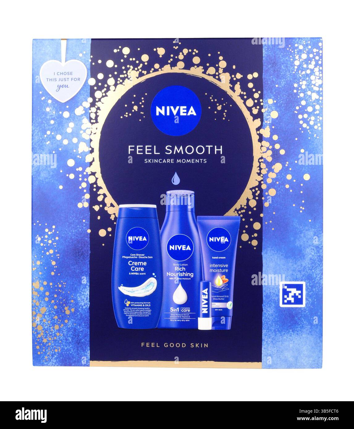 Collezione di set regalo NIVEA Feel Smooth SkinCare Moments Feel Good Skin con crema per le mani e lozione per il corpo Foto Stock