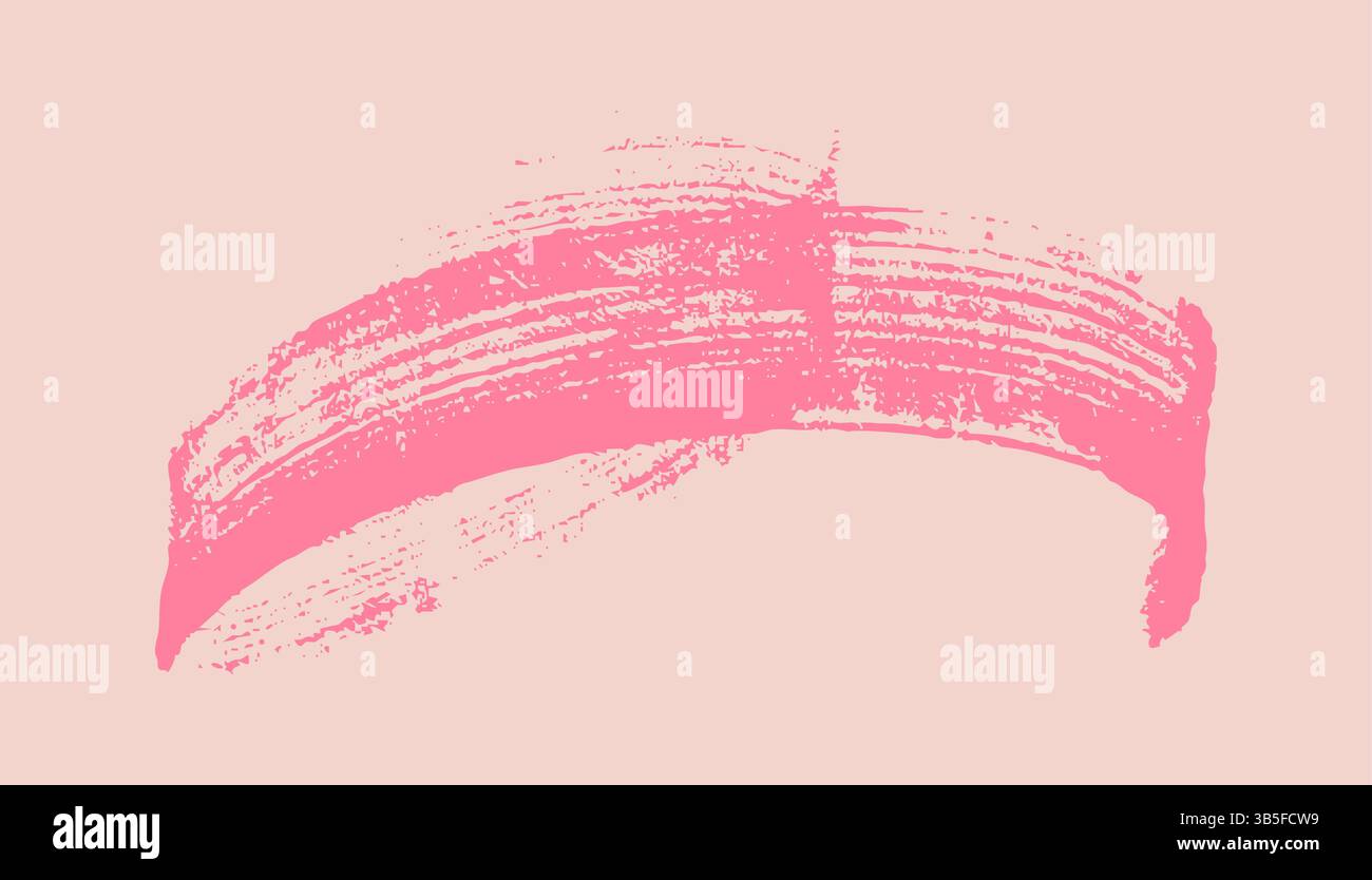 Il pennello ondulato in grassetto astratto traccia lo sfondo con una texture grunge. Linea spessa e riccia disegnata a mano con la trama del pennello. Sfondo banner grafico con m blu Illustrazione Vettoriale