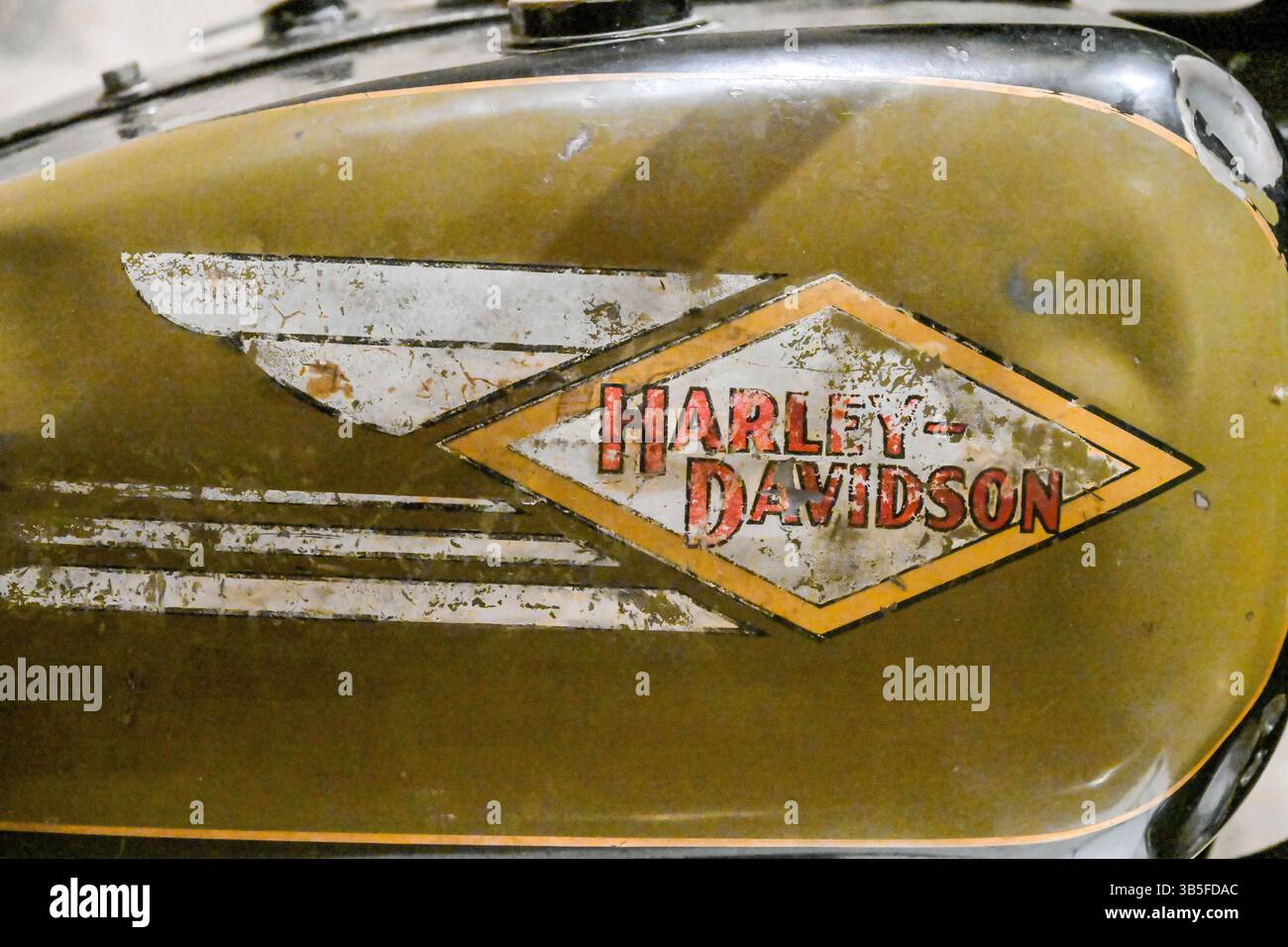Alte Harley Davidson, Tank, Logo Foto Stock
