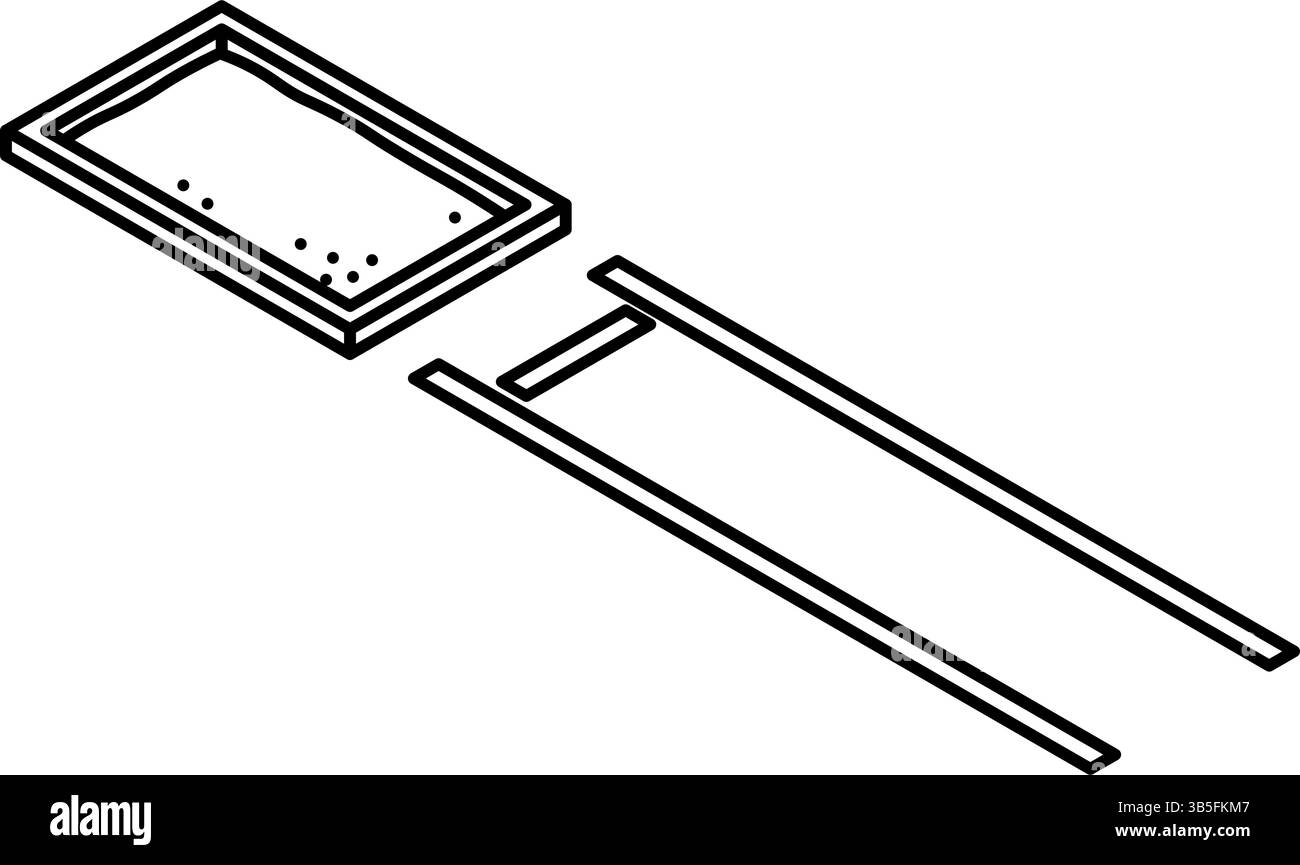 Illustrazione isometrica di un semplice disegno lineare di un salto lungo, illustrazione vettoriale Illustrazione Vettoriale