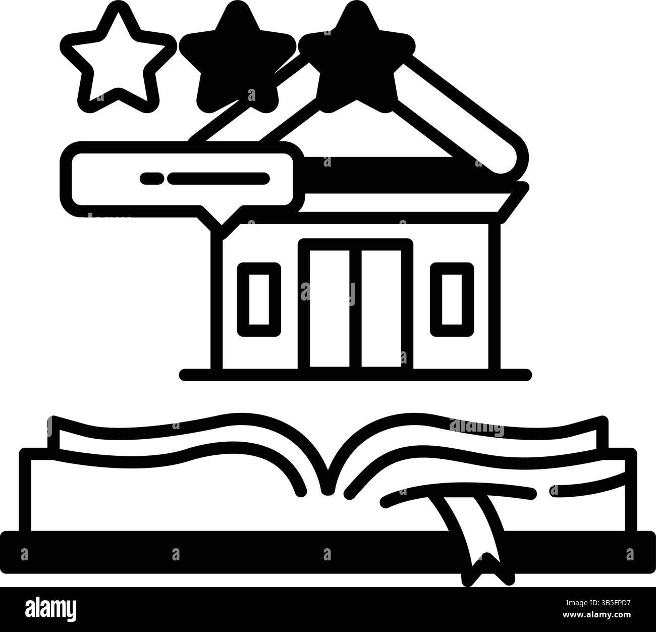 Un edificio con una stella in cima e una stella sul lato sinistro Illustrazione Vettoriale