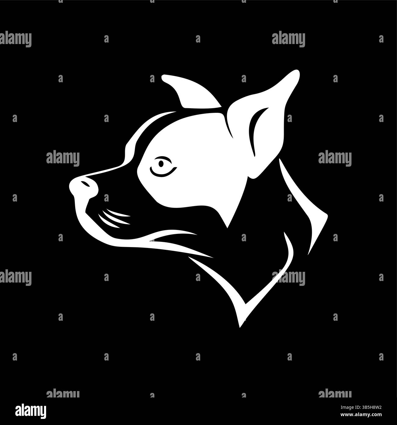 Logo Boston Terrier Dog con testa di cane su sfondo nero nello stile di Creative Commons Attribution. Design dell'illustrazione vettoriale con un ic Illustrazione Vettoriale