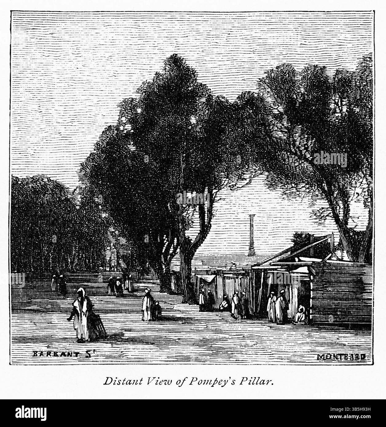 8 gennaio 2019, Londra, Inghilterra, Regno Unito: Distant View of Pompey's Pillar, Alexandria, Egitto, Illustration from the Book, ''From Pharaoh to Fellah'' di C.F. Moberly Bell con illustrazioni di Georges Montbard, incise da Charles Barbant, Wells Gardner, Darton, & Co., Londra, 1888 (immagine di credito: © JT Vintage/Glasshouse tramite ZUMA Press Wire) Foto Stock
