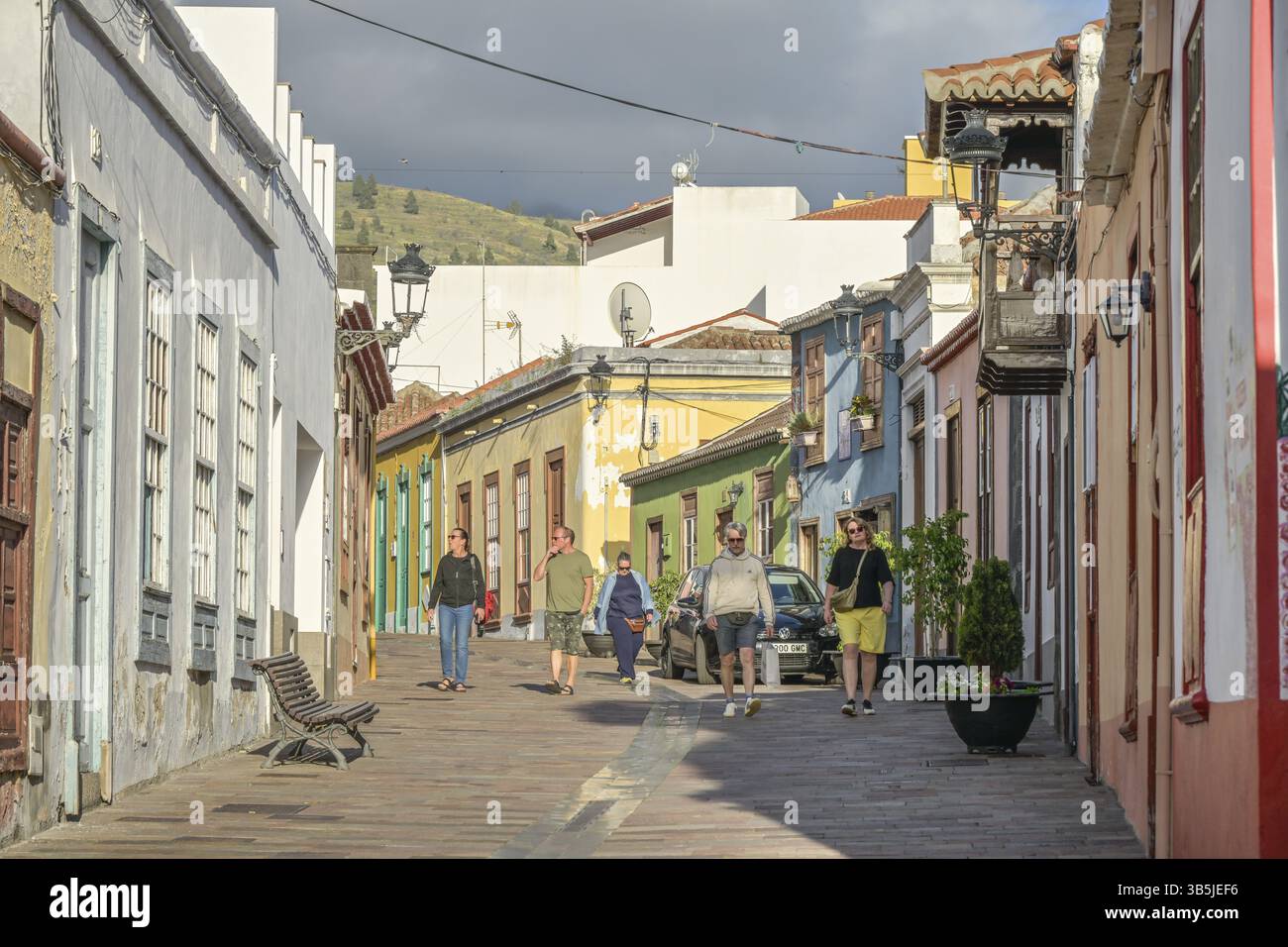 Case storiche nella città vecchia, Calle del Medio, Los Llanos de Aridane, la Palma, Spagna, Europa Foto Stock