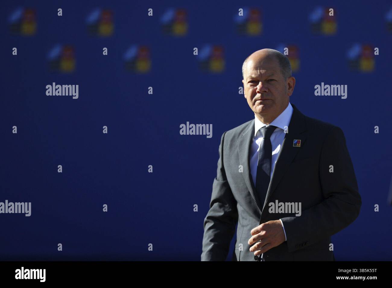 Spagna, Madrid - 29 giugno 2022: Il Cancelliere tedesco Olaf Scholz partecipa al vertice NATO a Madrid, Spagna, Europa Foto Stock