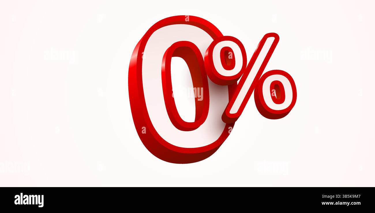 0 percento. numero 3d 0. Banner di vendita. Illustrazione vettoriale. Illustrazione Vettoriale