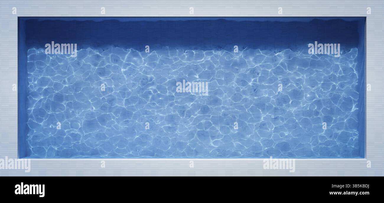 La piscina caustica si increspa e scorre con le onde sfondo. Estate concetto sfondo. Vista dall'alto. 3d rendering Foto Stock