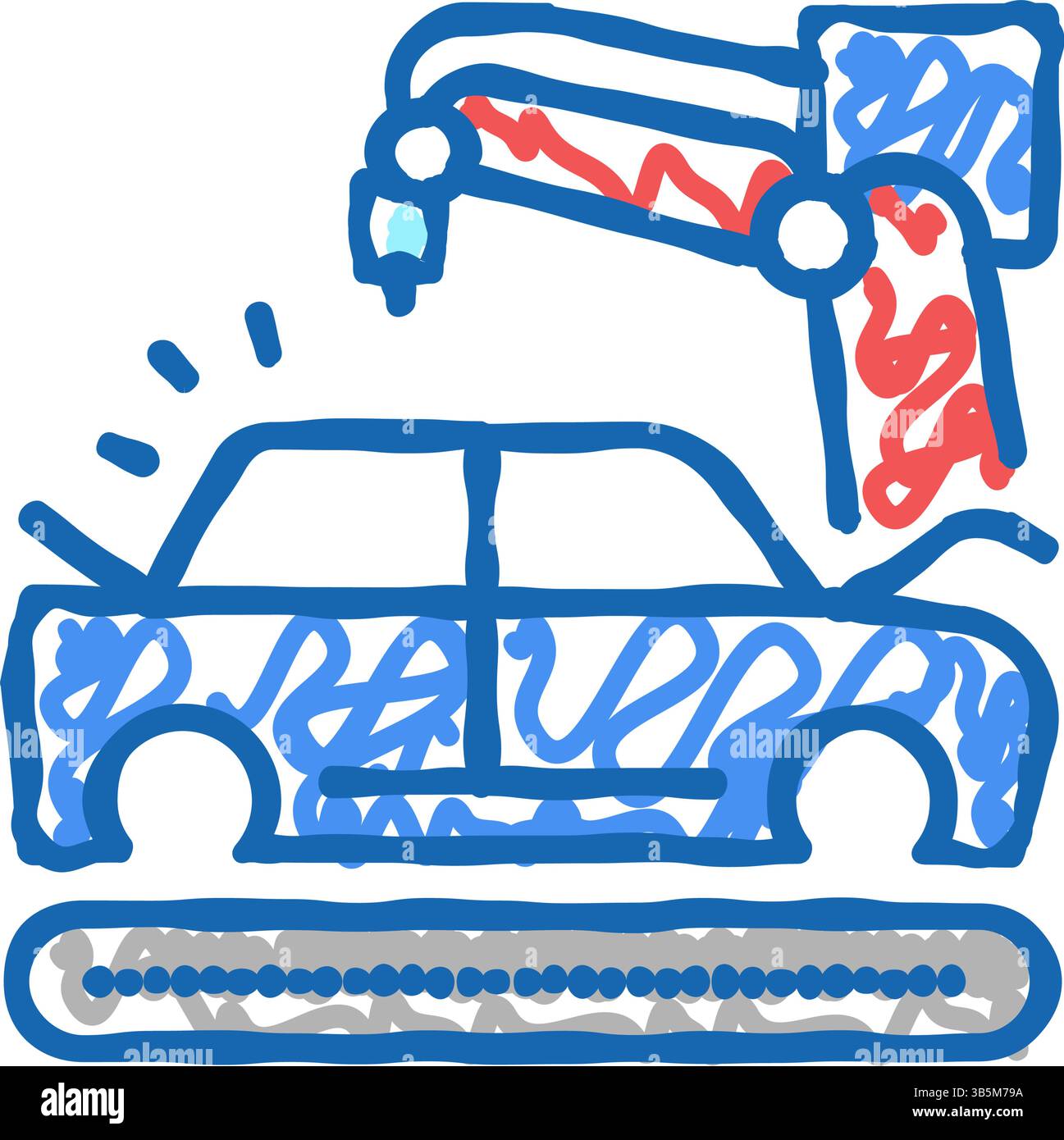 illustrazione a doodle con l'icona della carrozzeria Illustrazione Vettoriale