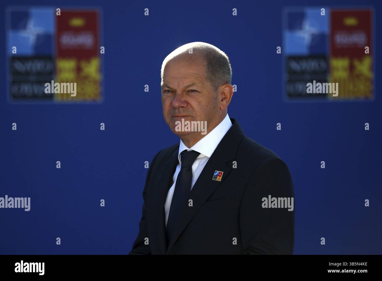 Spagna, Madrid - 29 giugno 2022: Il Cancelliere tedesco Olaf Scholz partecipa al vertice NATO a Madrid, Spagna, Europa Foto Stock