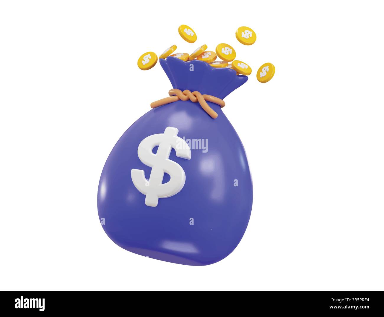 Borsa portamonete con l'icona delle monete d'oro, illustrazione vettoriale del rendering 3d. Illustrazione Vettoriale