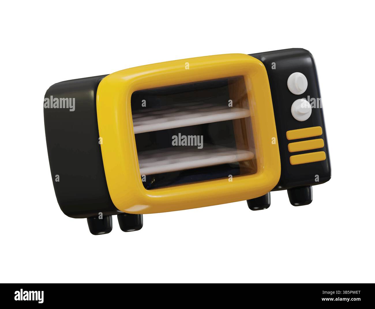 Icona del forno a microonde - rappresentazione 3d concetto di elettrodomestici da cucina - illustrazione vettoriale Illustrazione Vettoriale