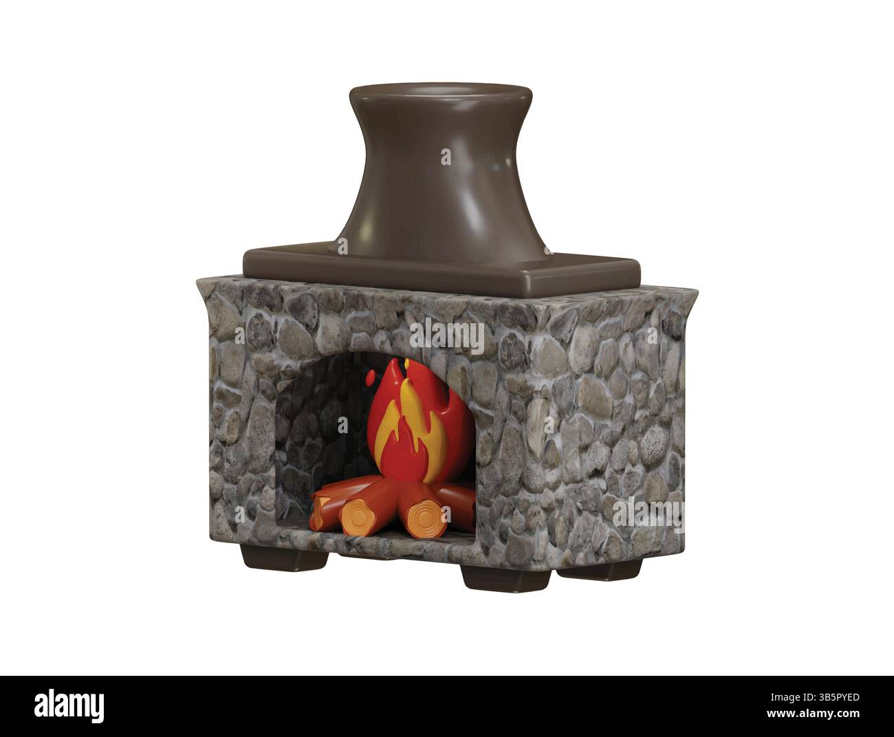 Illustrazione vettoriale di rendering 3d con icona caminetto Illustrazione Vettoriale