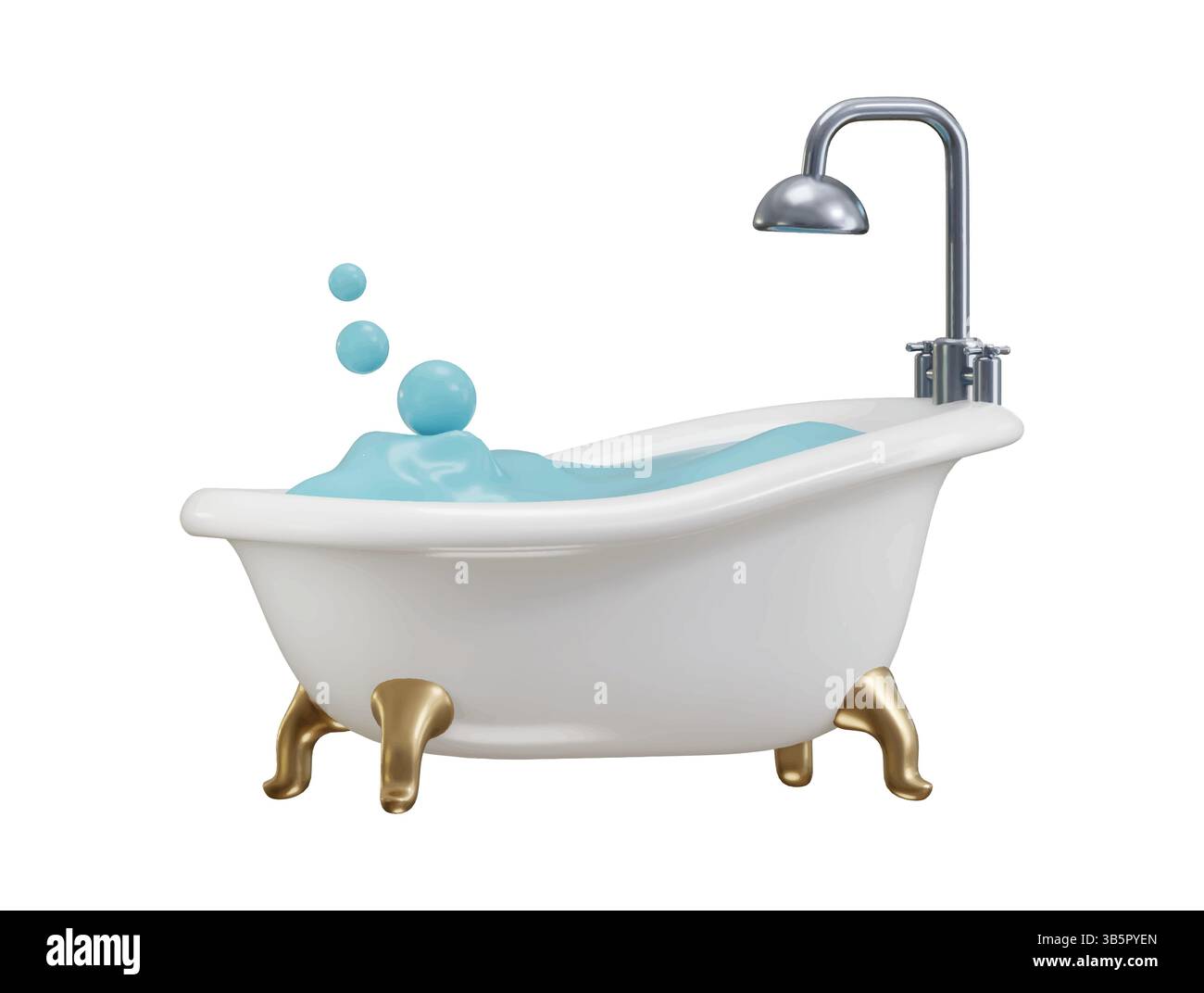 Concetto di rendering 3d della vasca da bagno di mobili e illustrazione vettoriale interna del bagno della doccia dell'hotel Illustrazione Vettoriale