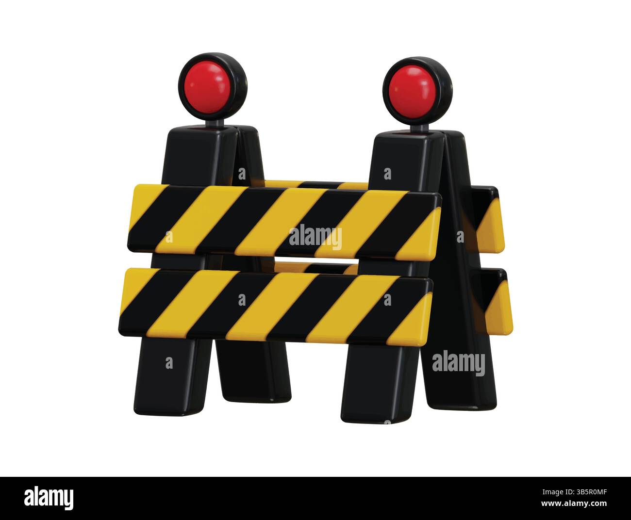 Icona barriera di sicurezza stradale - concetto di rendering 3d di barriera autostradale, strumenti per l'industria edile - illustrazione vettoriale Illustrazione Vettoriale