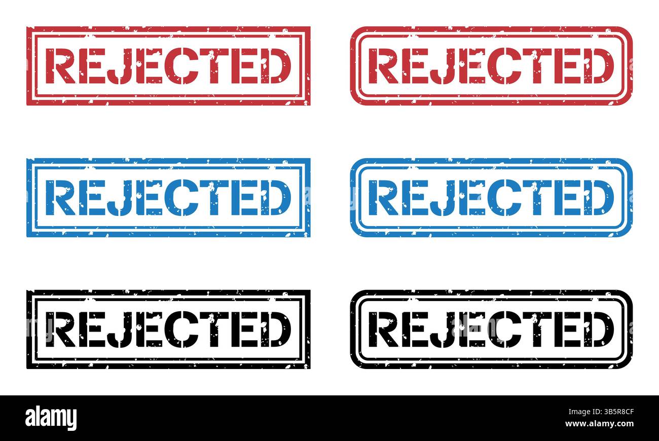 Set di timbri rifiutati con grunge colorate vettoriali Illustrazione Vettoriale