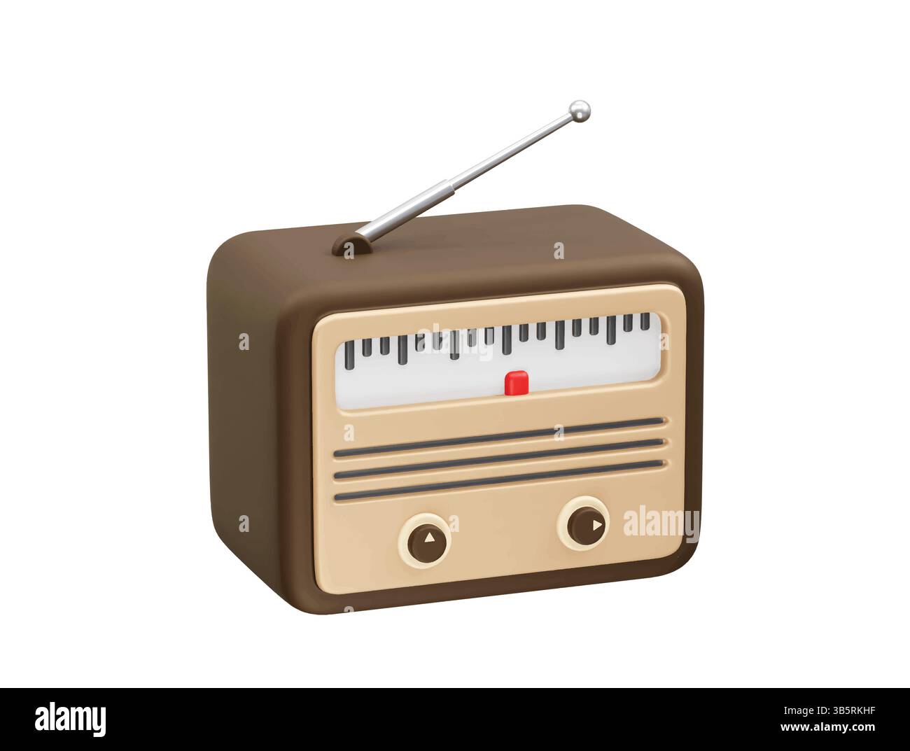 Illustrazione del rendering 3d dell'icona radio vintage Illustrazione Vettoriale