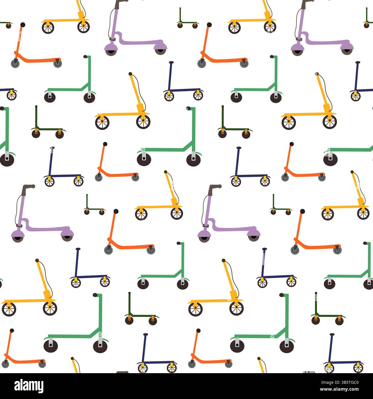 Modello scooter senza cuciture. Diversi modelli di scooter. Illustrazione Vettoriale