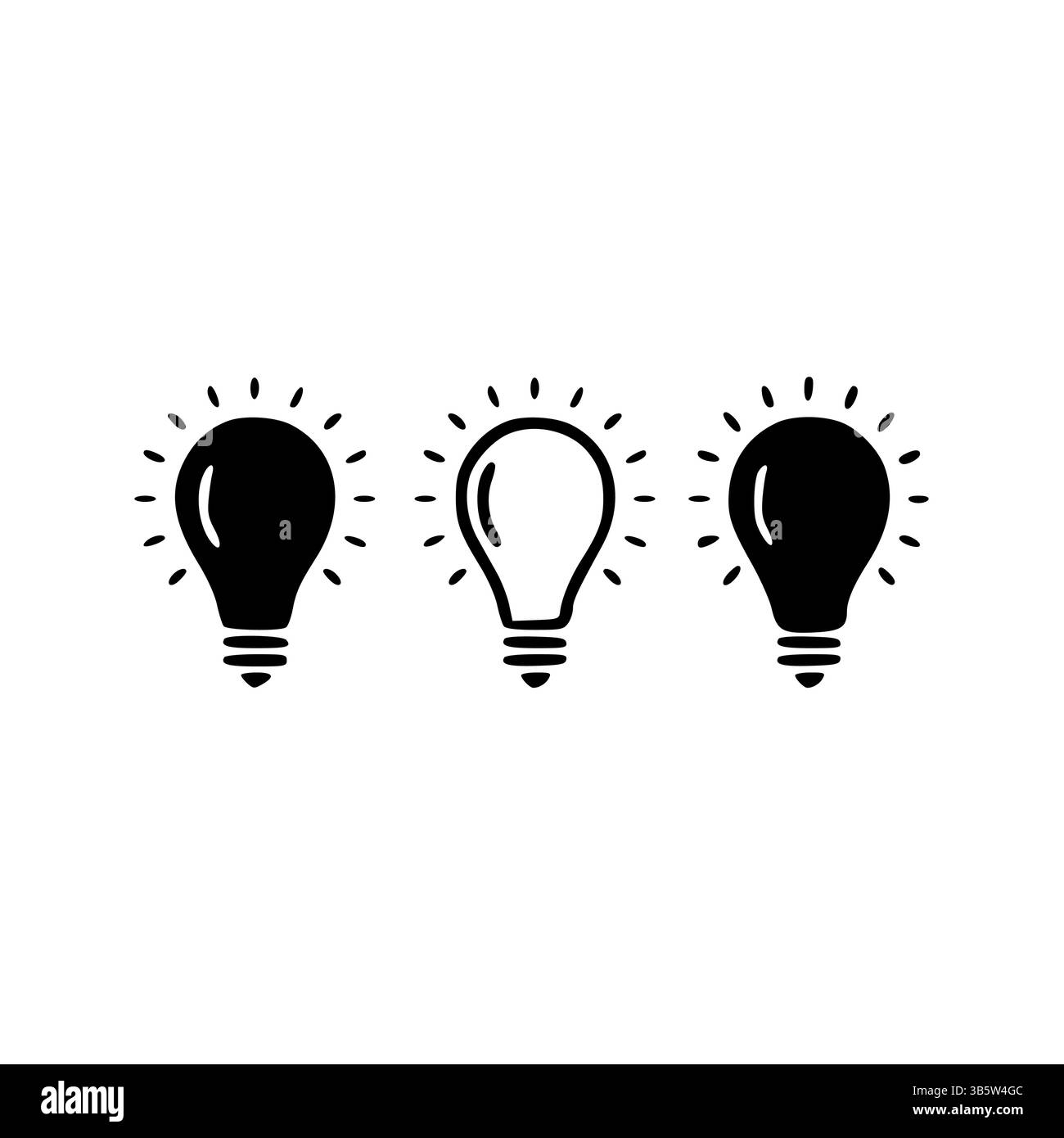 Icone di lampadine innovative che ispirano la creatività per l'arte digitale Illustrazione Vettoriale