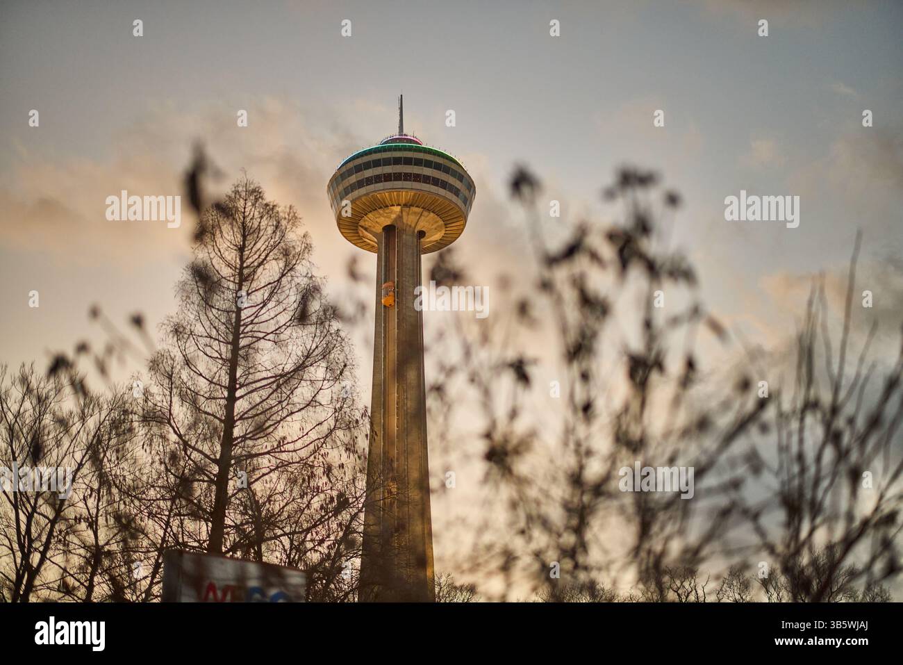Cascate del Niagara Ontario canadese e New York al confine con gli Stati Uniti, ponte di osservazione della Skylon Tower Foto Stock