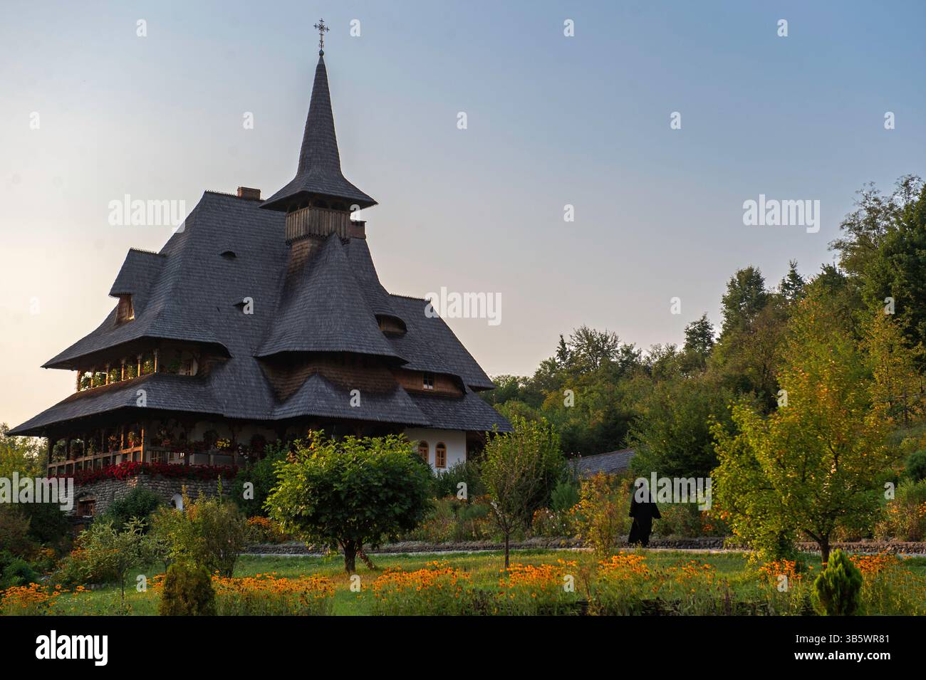 Monastero di Barsana, Maramures, Carpazi della Romania settentrionale Foto Stock