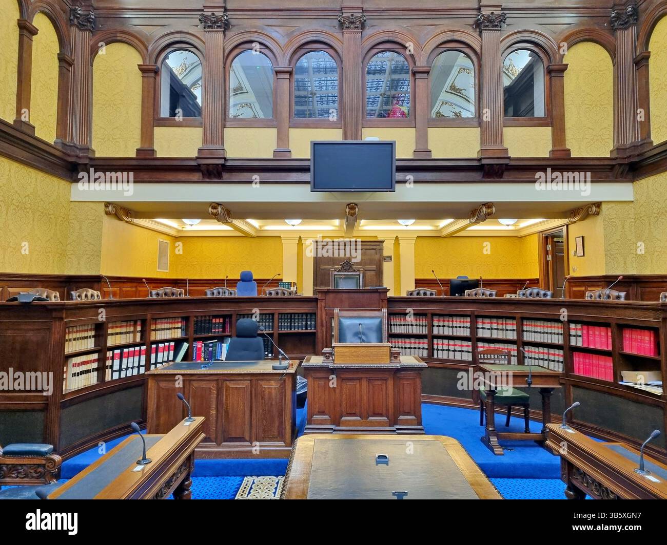 Interno della High Court Chamber of Tynwald of the Isle of Man Parlamento a Douglas Foto Stock