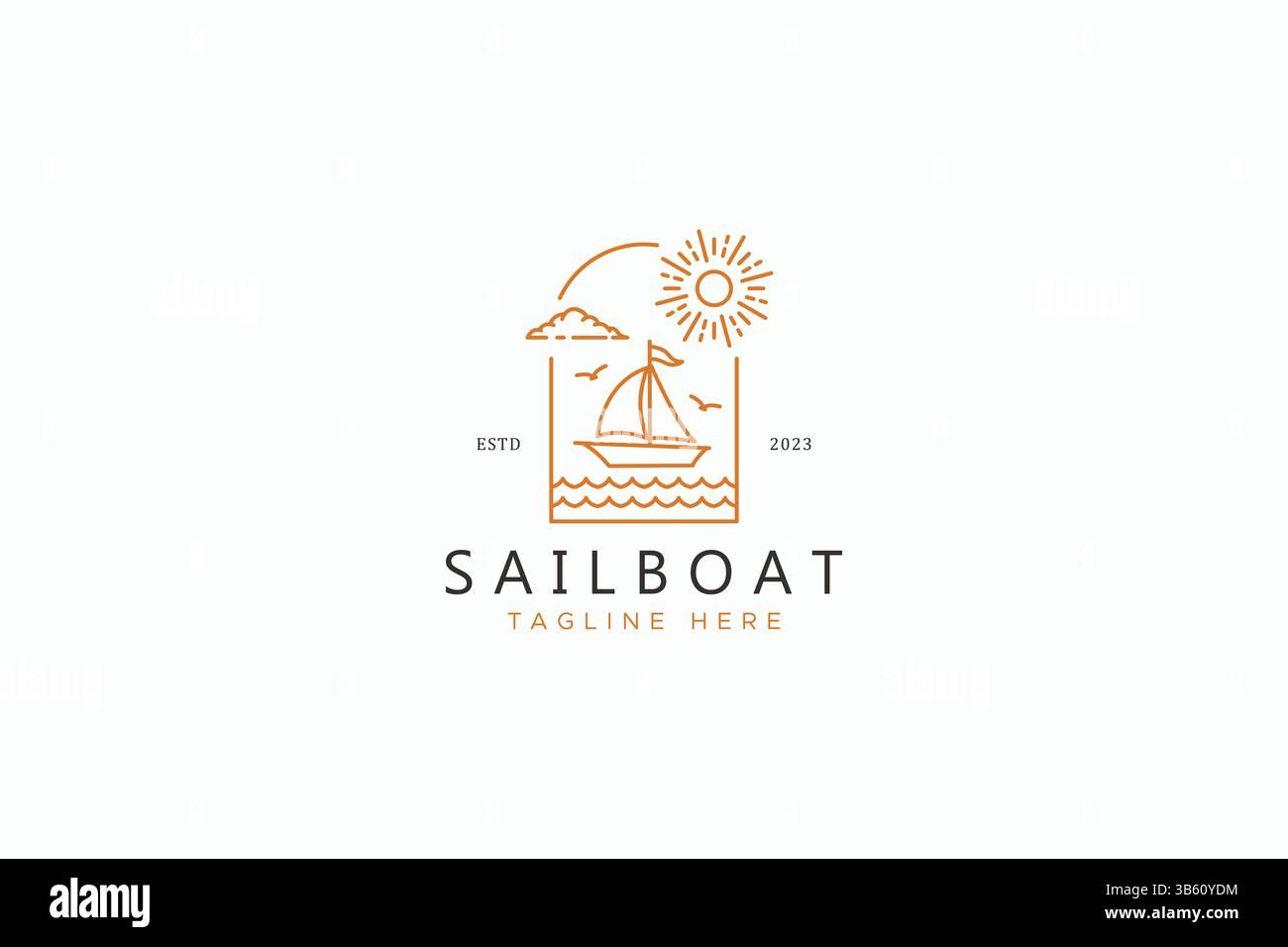 Sailboat Logo Summer Holiday Sport Recreation Ocean Beach Sea Business Adventure Illustrazione Vettoriale