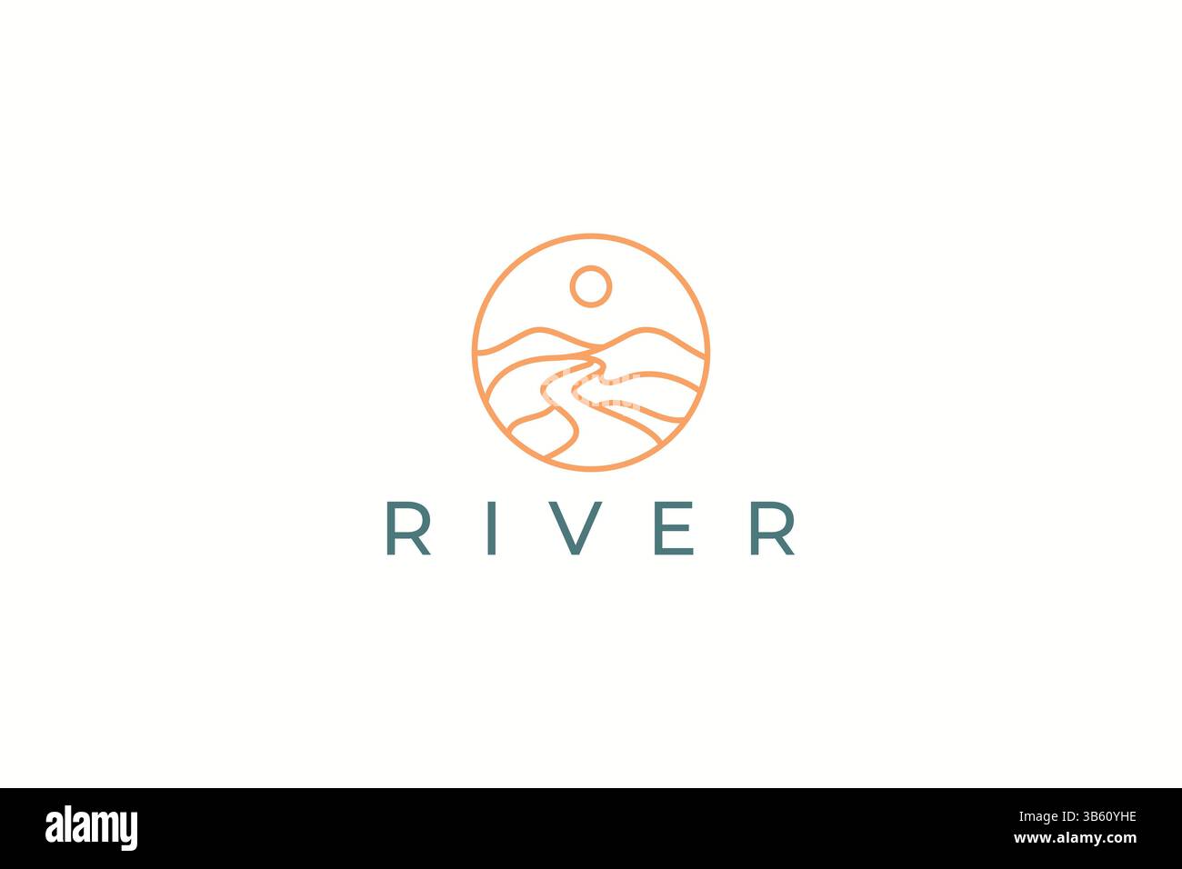 Logo River Mountain Hill Illustrazione Vettoriale