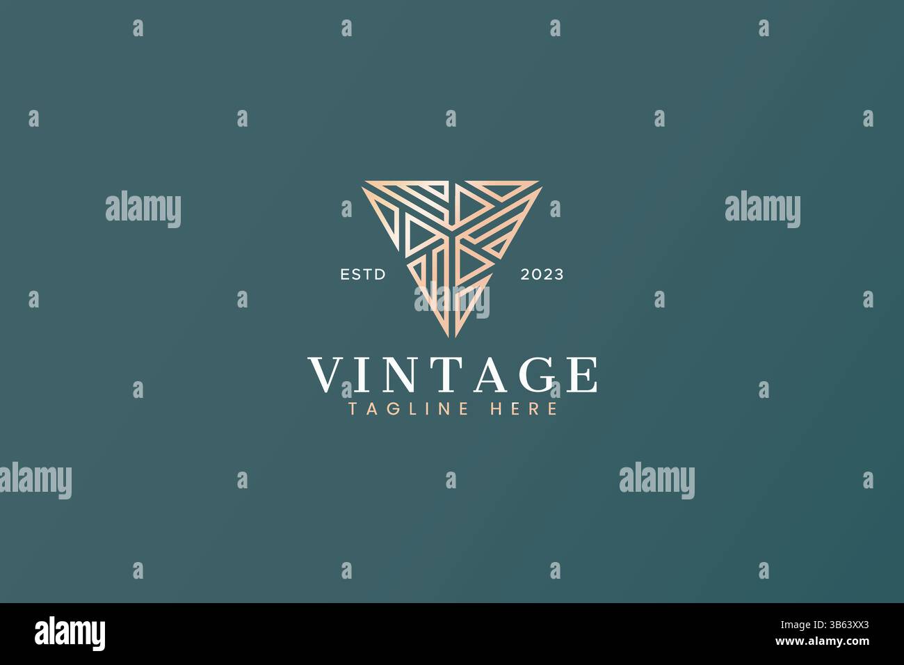 Triangolo lettera V identità del marchio forma astratta Logo Business di lusso Illustrazione Vettoriale