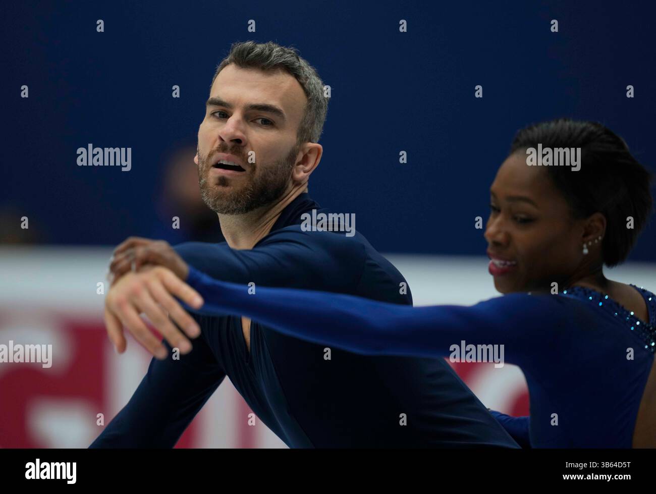 24 marzo 2022: Vanessa James e Eric Radford dal Canada durante Pairs Free Skating, World Figure Skating Championship alla Sud de France Arena, Montpellier, Francia. Kim Price/CSM.(immagine di credito: © Kim Price/CSM tramite ZUMA Press Wire) Foto Stock