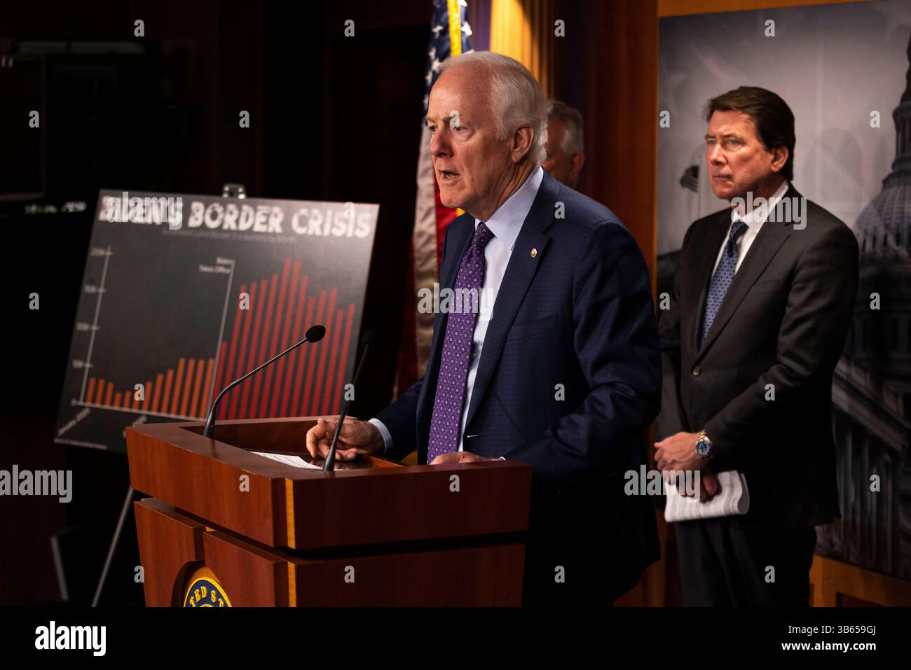 30 marzo 2022, Washington, District of Columbia, USA: Il senatore degli Stati Uniti John Cornyn (Repubblicano del Texas) parla a una conferenza stampa del GOP sullo stato del confine meridionale degli Stati Uniti nel Campidoglio il 30 marzo 2022, Washington D.C., Stati Uniti (Credit Image: © Aaron Schwartz/CNP via ZUMA Press Wire) Foto Stock