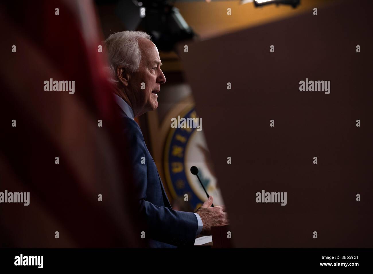30 marzo 2022, Washington, District of Columbia, USA: Il senatore degli Stati Uniti John Cornyn (Repubblicano del Texas) parla a una conferenza stampa del GOP sullo stato del confine meridionale degli Stati Uniti nel Campidoglio il 30 marzo 2022, Washington D.C., Stati Uniti (Credit Image: © Aaron Schwartz/CNP via ZUMA Press Wire) Foto Stock