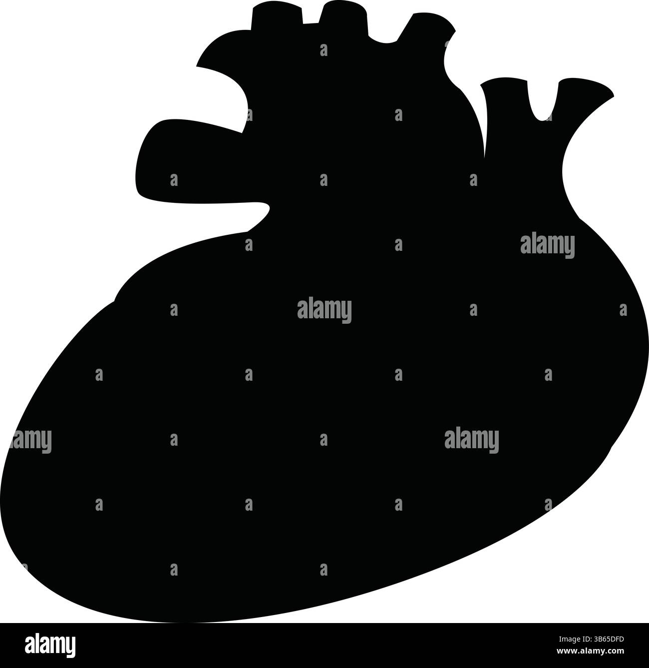 Silhouette nera dell'icona anatomica del cuore umano Illustrazione Vettoriale