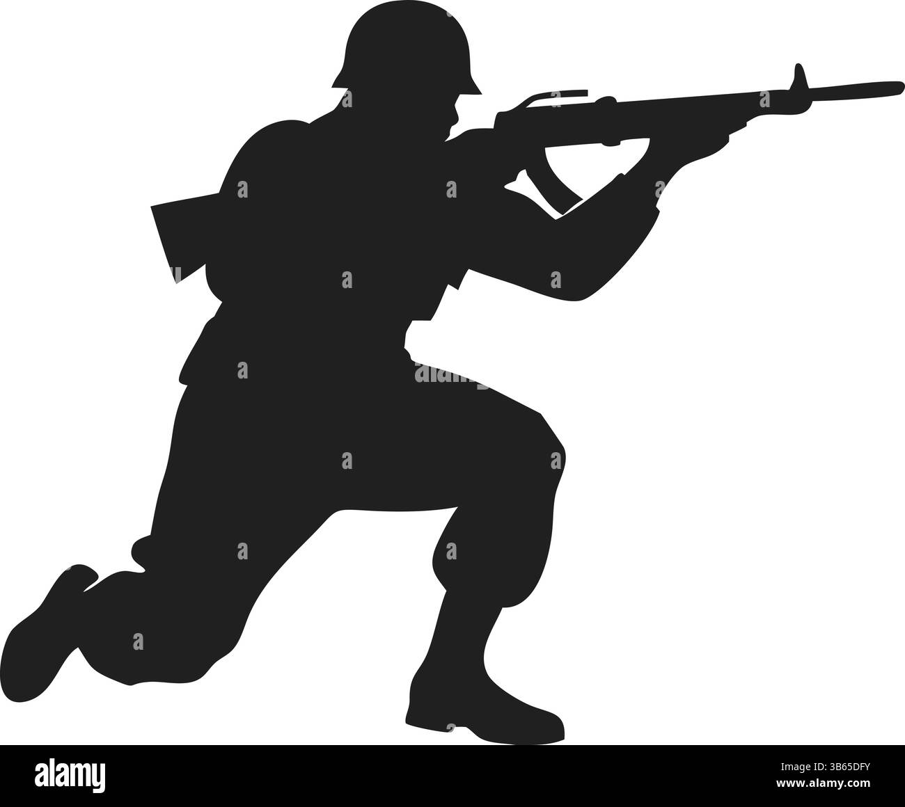 Si inginocchia in Shadows, Guarding Peace with Eyes Wide Open Illustrazione Vettoriale