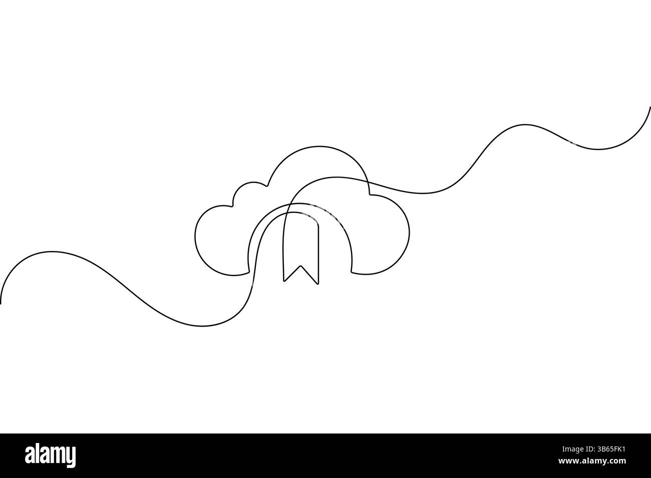 Icona di archiviazione cloud una linea disegna un'illustrazione vettoriale minimalista isolata su bianco Illustrazione Vettoriale