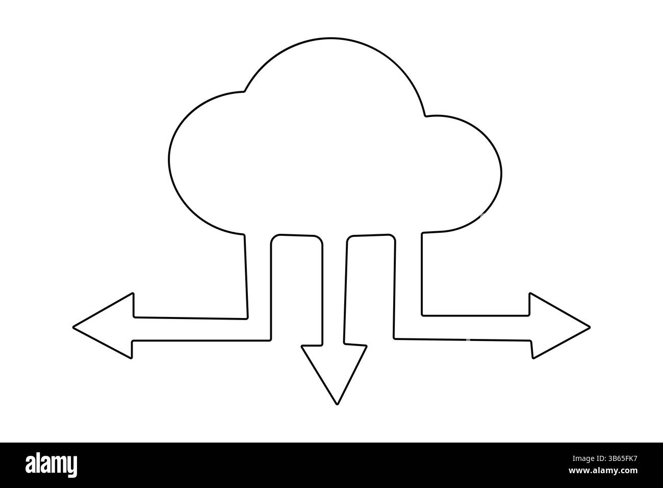 Icona di archiviazione cloud una linea disegna un'illustrazione vettoriale minimalista isolata su bianco Illustrazione Vettoriale