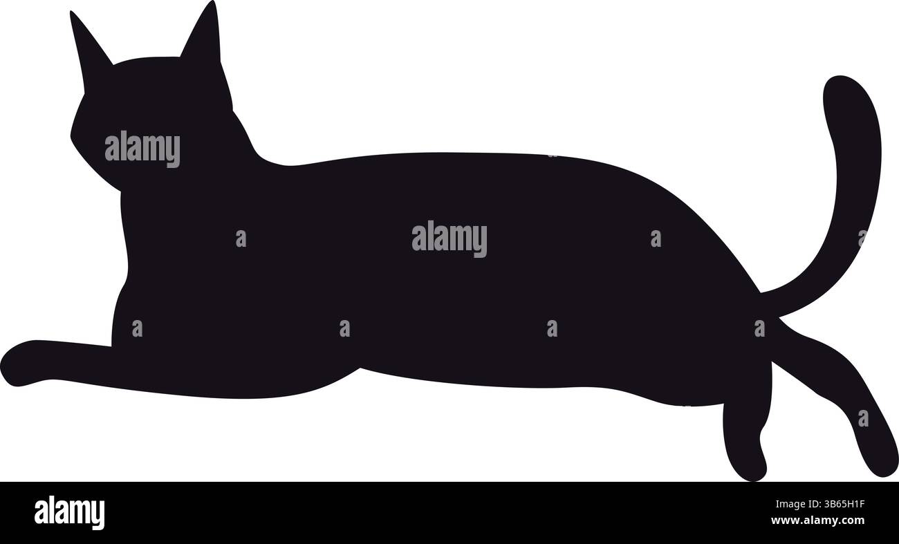 Icona Black Cat silhouette sdraiata nella vista laterale Illustrazione Vettoriale