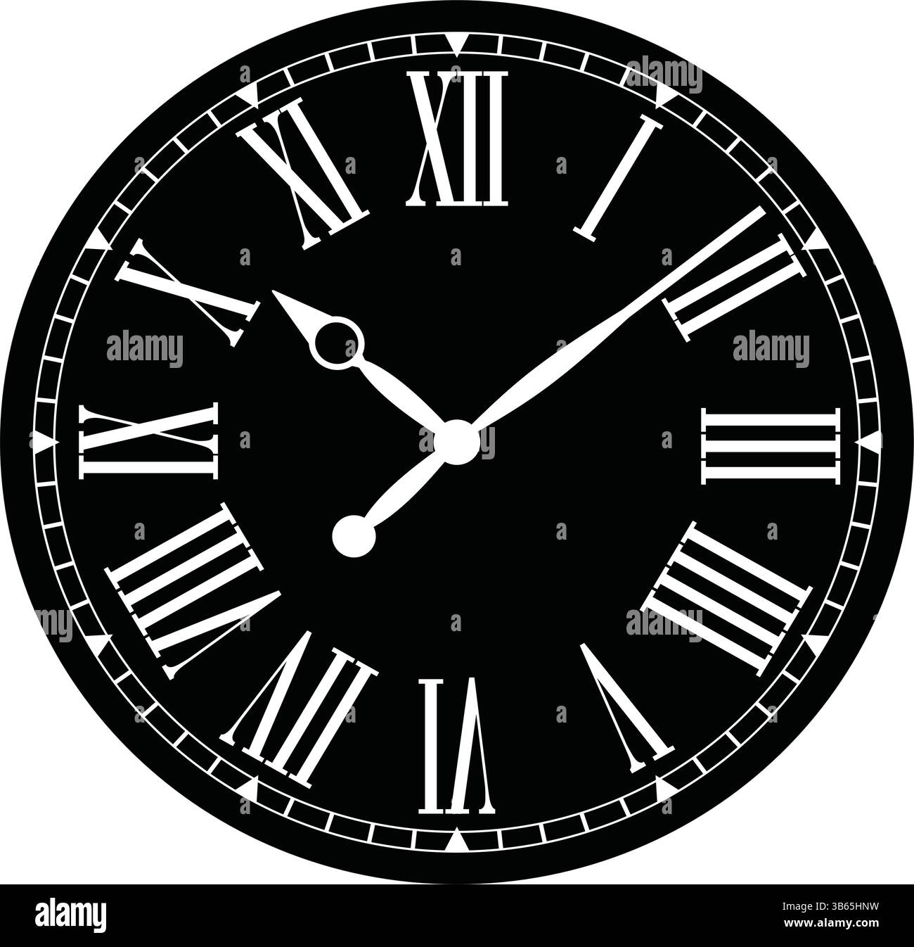 Orologio analogico rotondo con bordo nero e bordo verde metallizzato Illustrazione Vettoriale