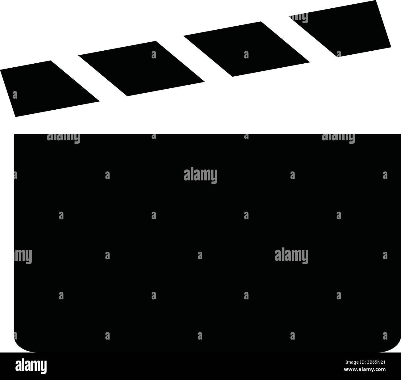 Icona clapperboard pellicola, simbolo di produzione film, tabellone in bianco e nero Illustrazione Vettoriale