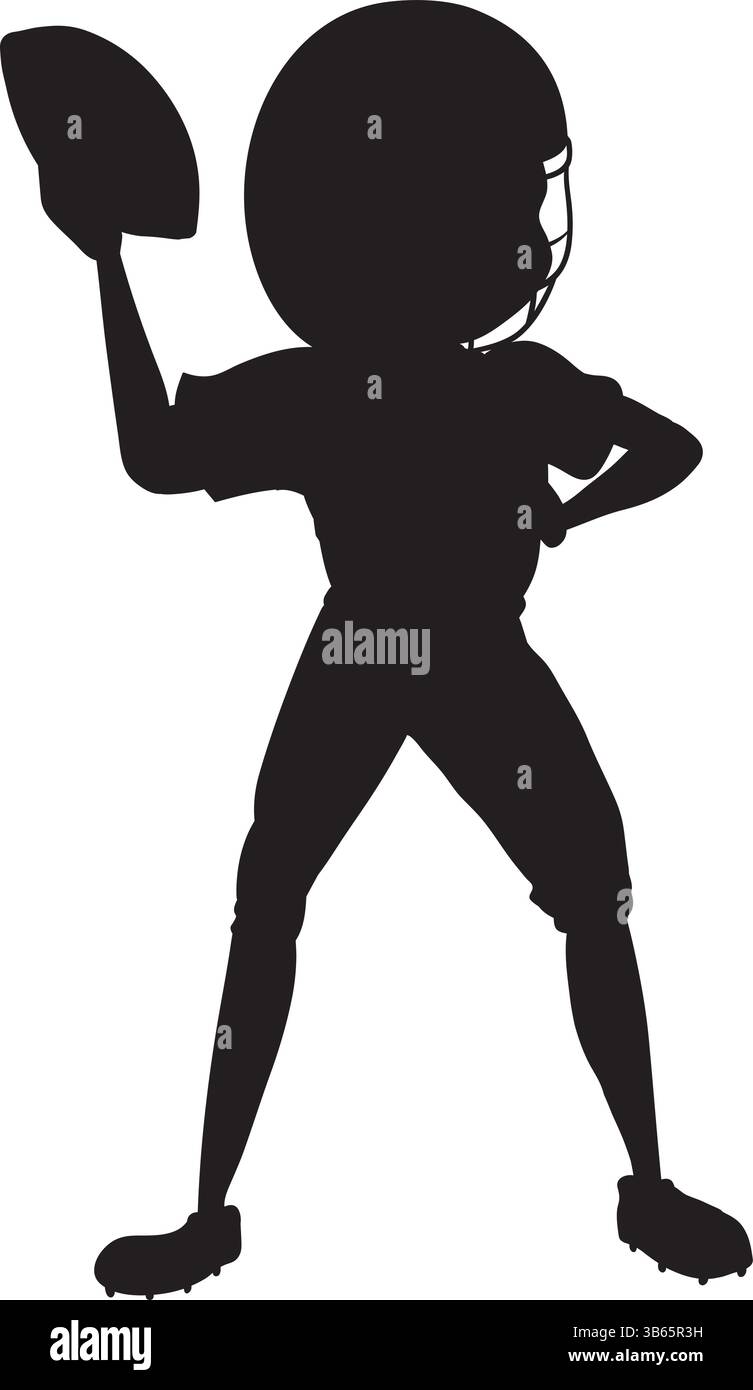 Icona giocatore di football americano – silhouette del quarterback lanciatore giocatore di football Vector, quarterback, icona dello sport, silhouette dell'atleta, americano Illustrazione Vettoriale