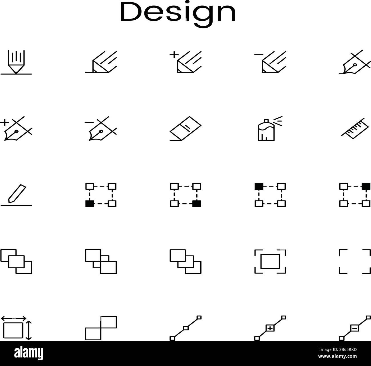 Icone della linea vettoriale per i layout di progettazione e architettura Illustrazione Vettoriale