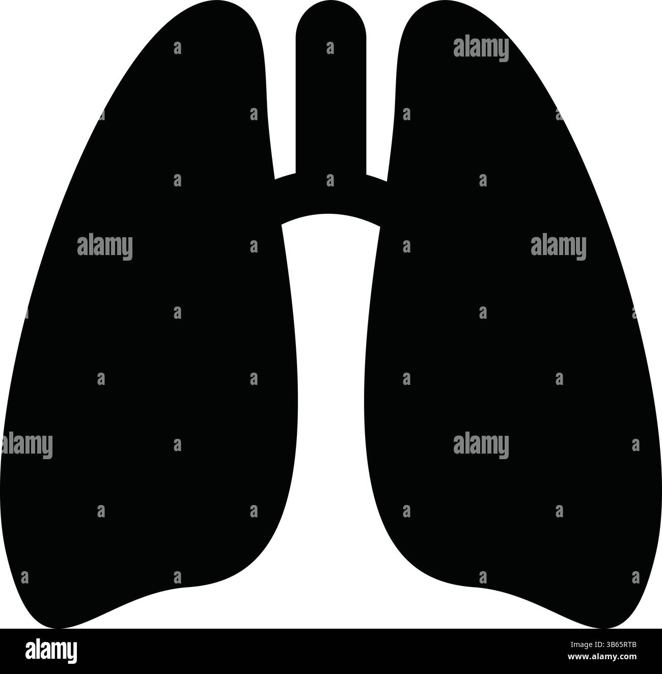 Silhouette nera dell'icona dei polmoni umani Illustrazione Vettoriale