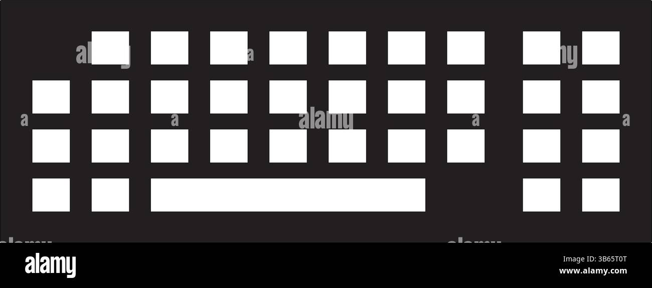 Icona della tastiera del computer, Design minimalista, tasti in bianco e nero Illustrazione Vettoriale