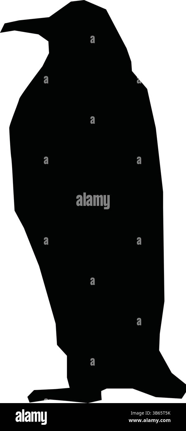 Icona silhouette pinguino, illustrazione animale in bianco e nero Illustrazione Vettoriale
