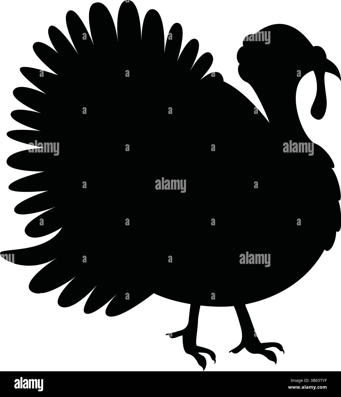 Sagoma di un uccello di tacchino immagine vettoriale isolata per il Ringraziamento e la progettazione della fauna selvatica Illustrazione Vettoriale