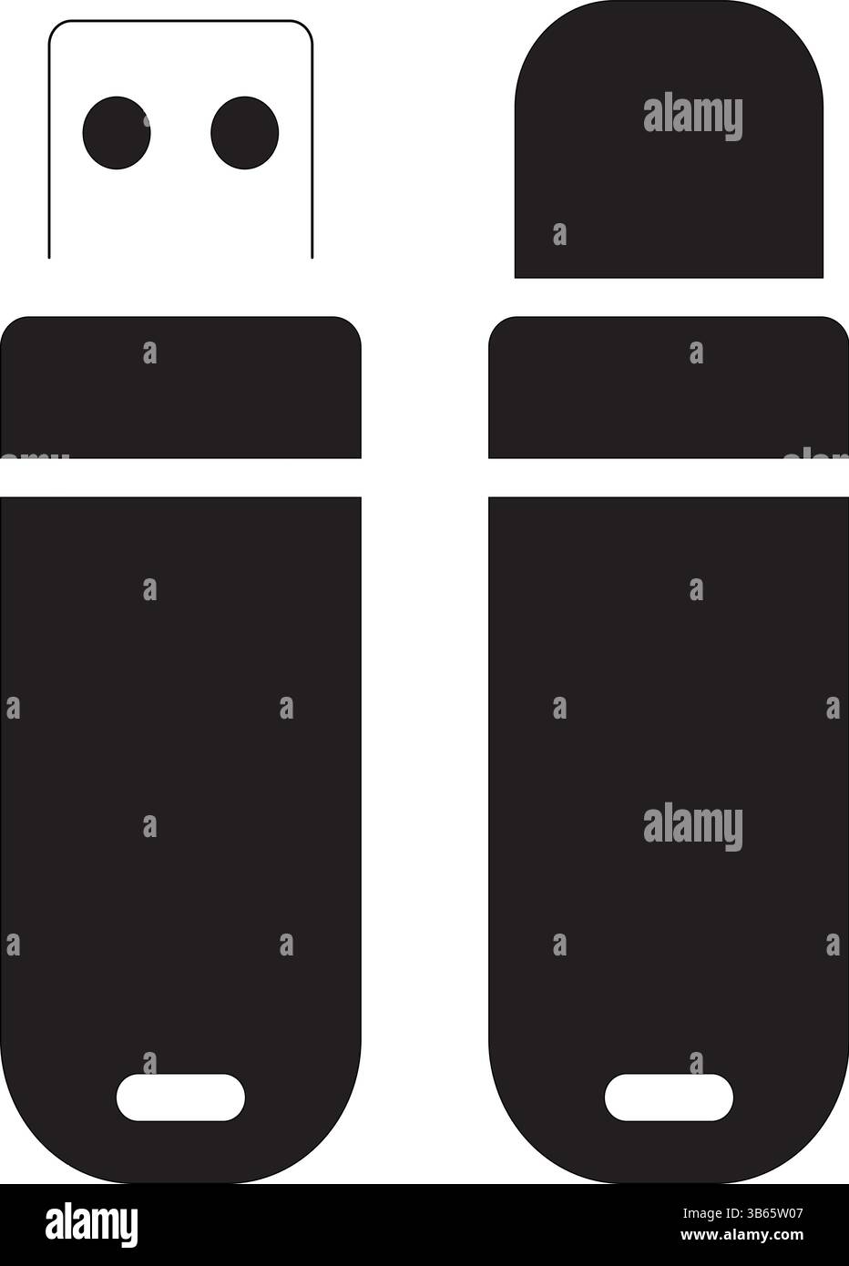 Unità flash USB Icon Vector – Memory Stick con cappuccio sagomato nell'unità flash usb nera, icona usb, memory stick, archiviazione dati, silhouette dell'unità flash Illustrazione Vettoriale