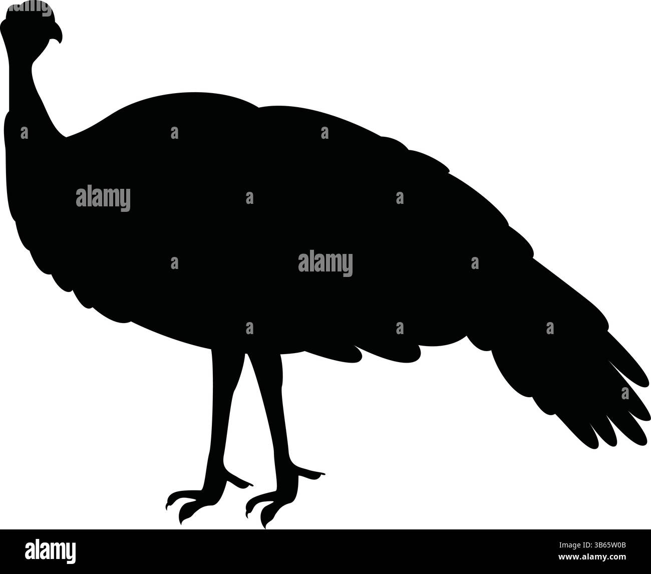 Icona della vista laterale della silhouette dell'uccello tacchino - silhouette nera del tacchino Vector, uccello del ringraziamento, vettore di tacchino, silhouette di pollame Illustrazione Vettoriale