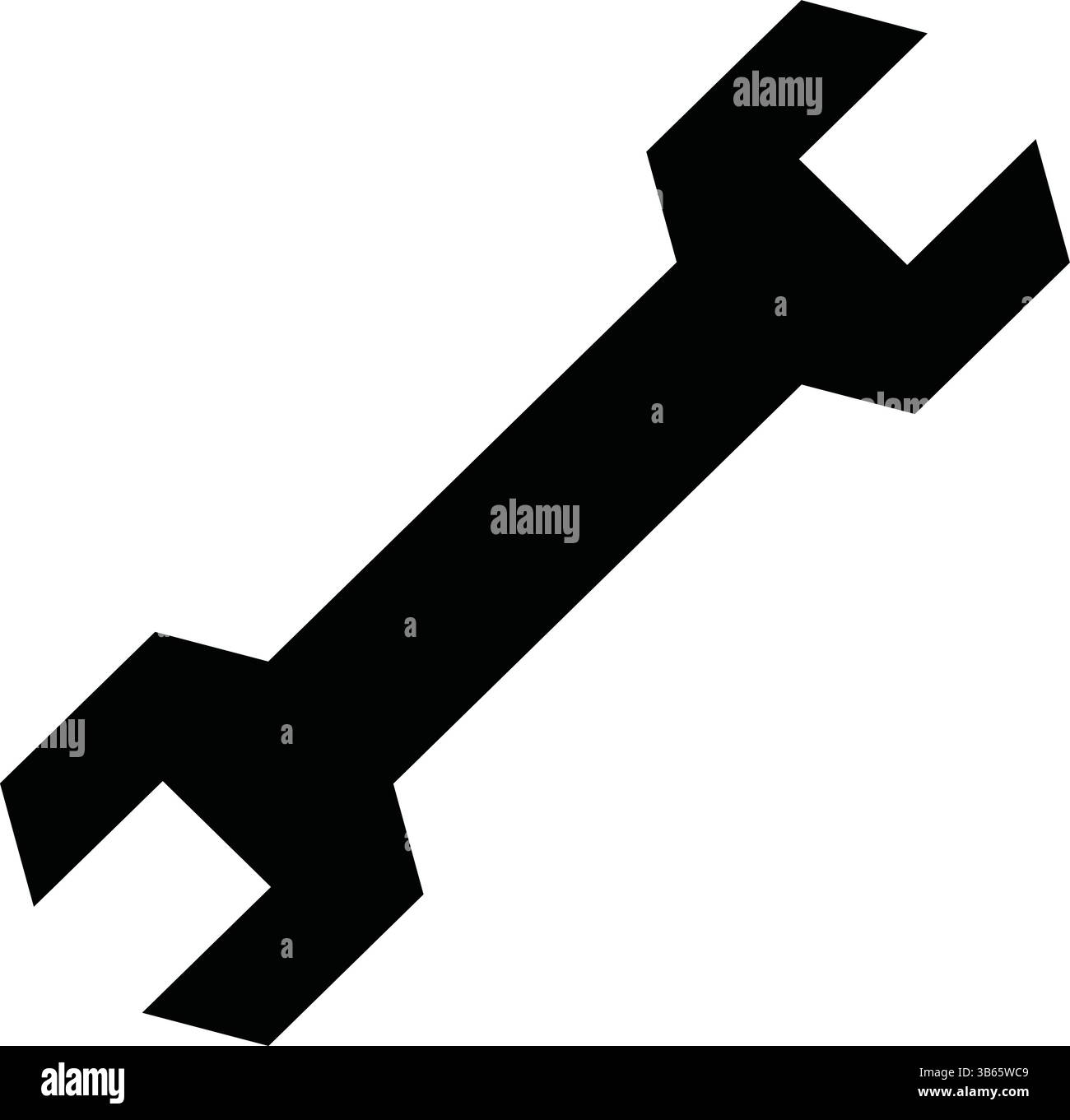 Icona della chiave con silhouette nera che rappresenta l'utensile o il lavoro meccanico Illustrazione Vettoriale