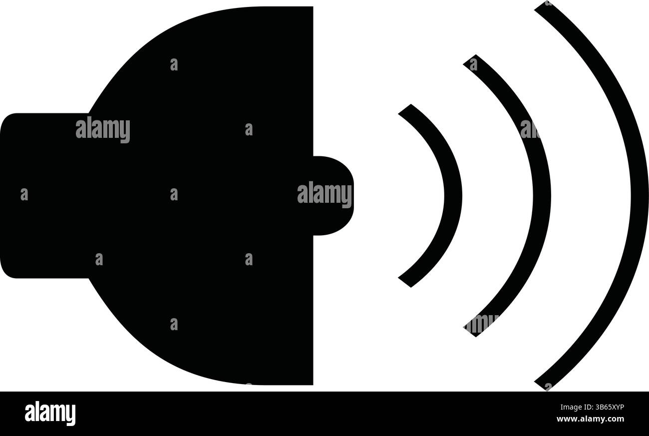 Icona del suono dell'altoparlante: Simbolo del volume audio con la silhouette delle onde Illustrazione Vettoriale